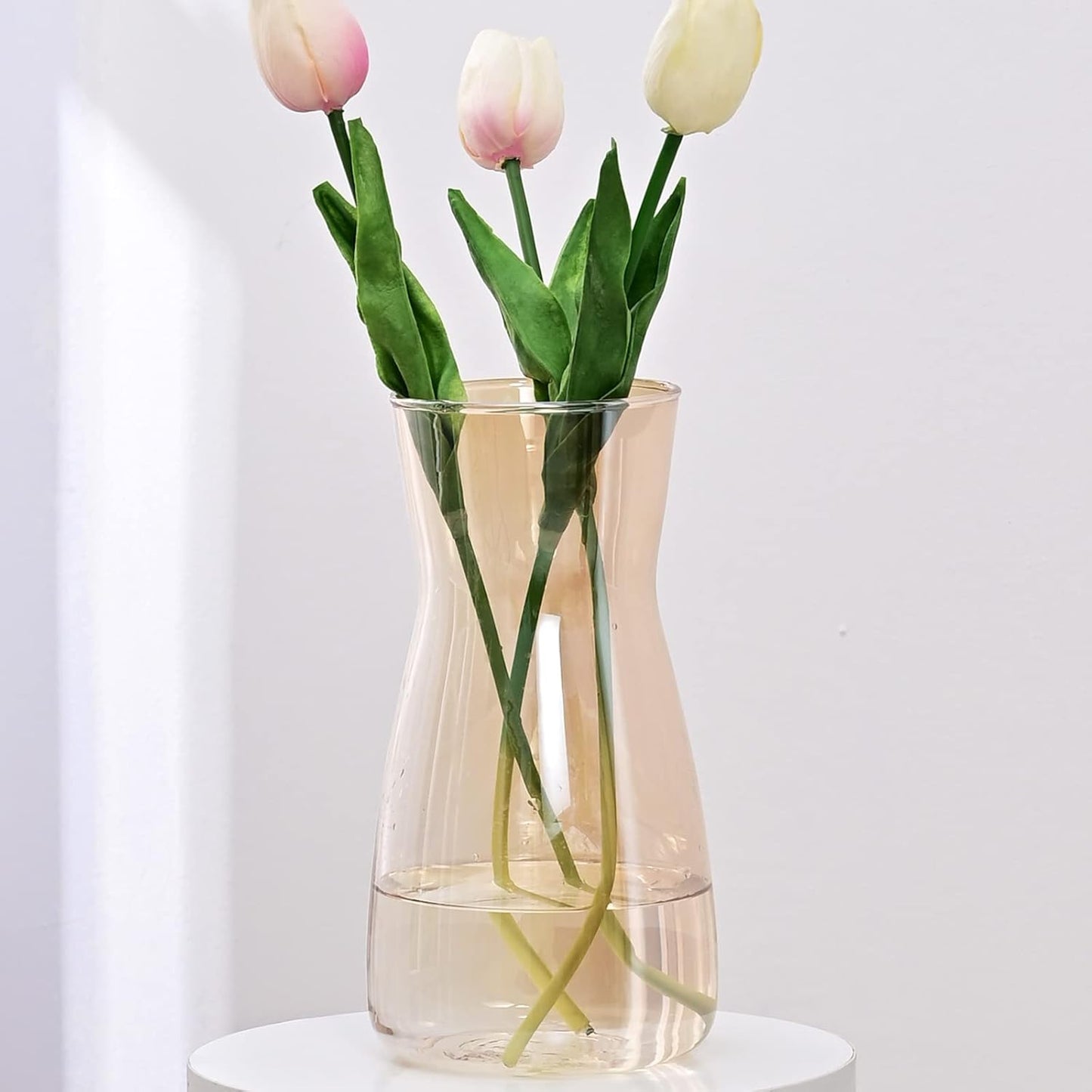 8 inch Clear Glass Flower Vases for Centerpiece Table Home Indoor Desk Decor,Ins Modern Boho Style Vase for Wedding Housewarming Gift