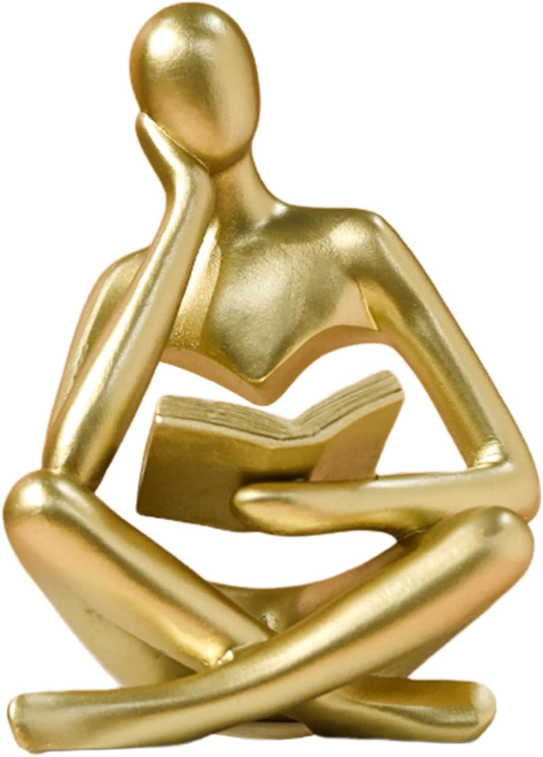 Bookshelf Decor Thinker Statue - Abstract Art Reading Thinker Sculpture Figurine Aesthetic, Modern Home Decoration for Living Room Office Shelves Coffee Table Desk Decor(Beige)
