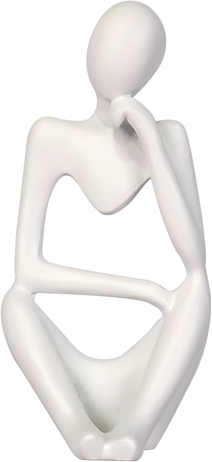 Sandstone Resin Thinker Style Abstract Sculpture Statue Collectible Figurines Home Office Bookshelf Desktop Decor(Small Sandstone,Left)