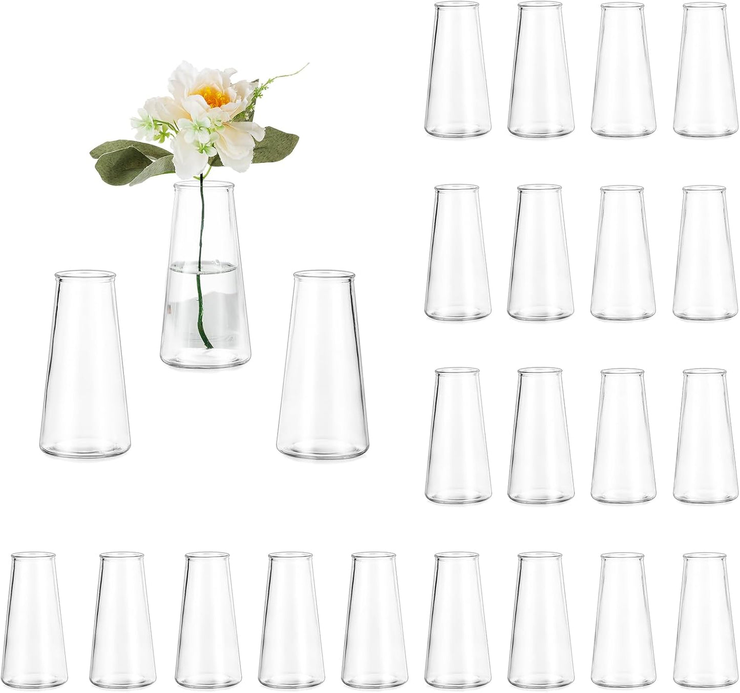 Glasseam Clear Flower Vases for Centerpieces: Modern Glass Vase Set of 12 for Wedding Party Centerpiece Home Table Decor 5.5In Small Bud Vases for Flowers Rose Tulip Stems