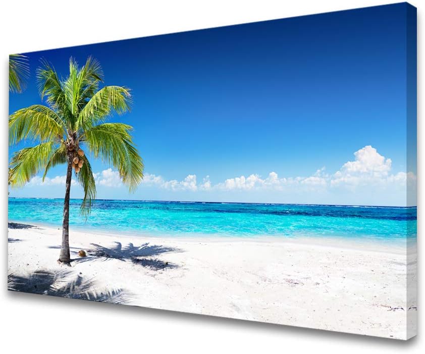 Baisuart S02250 Canvas Prints Wall Art Beach Sunset Ocean Waves Nature Pictures Stretched Canvas Wooden Framed for living Room Bedroom and Office