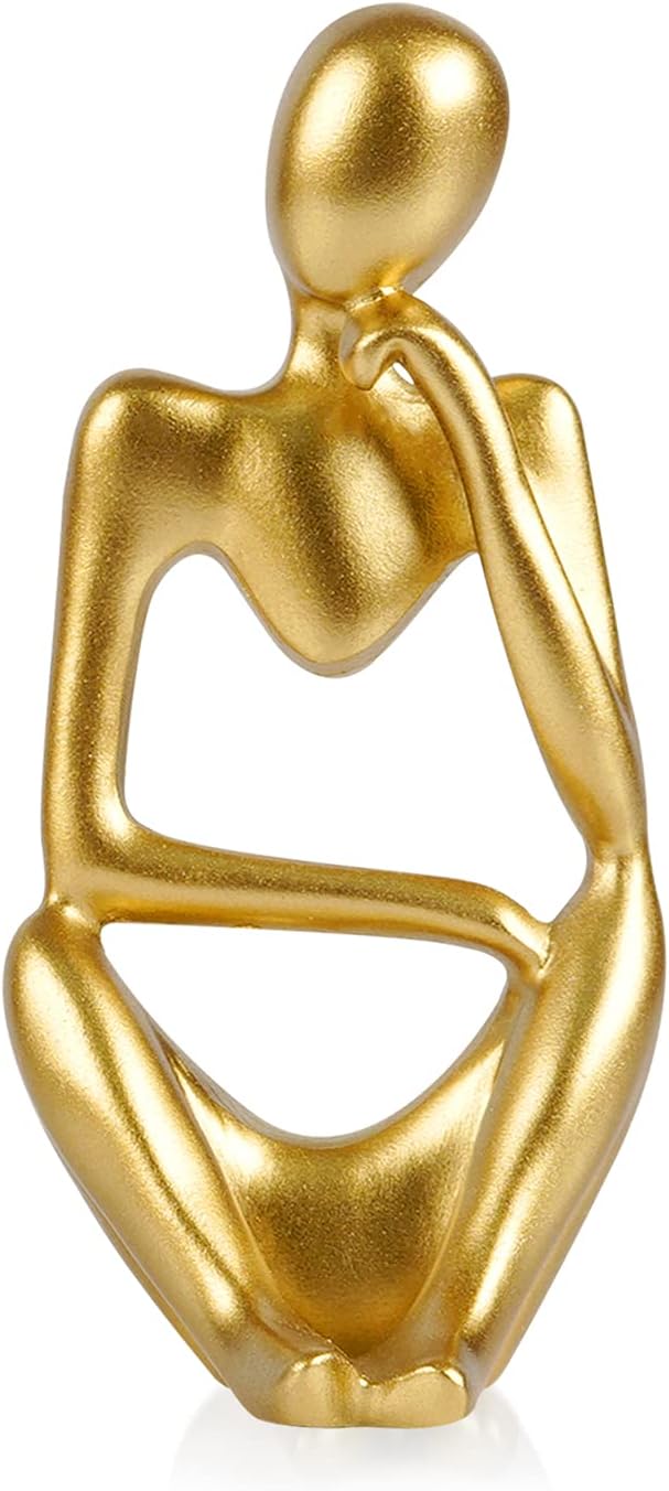 Sandstone Resin Thinker Style Abstract Sculpture Statue Collectible Figurines Home Office Bookshelf Desktop Decor(Small Sandstone,Left)
