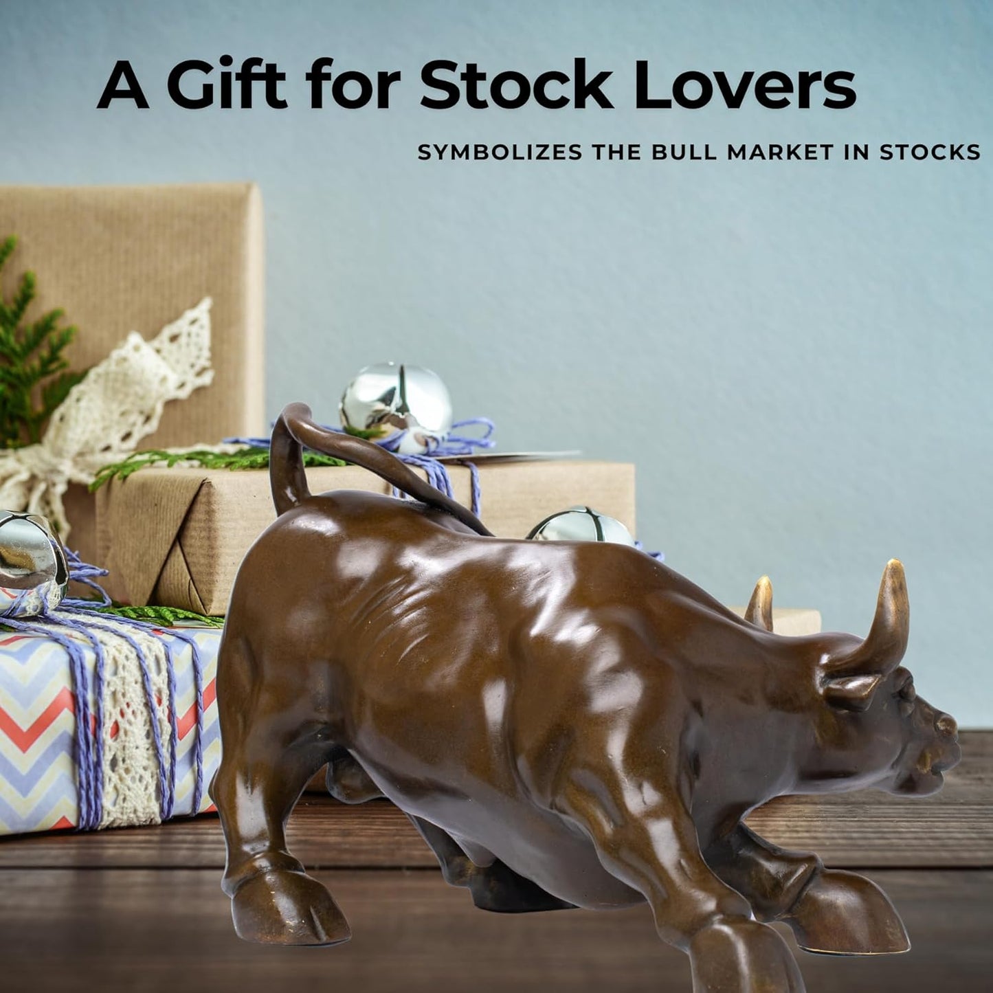 Wall Street Bull Bronze Sculpture - 11" Charging Bull Statue | Heavy Solid Bronze Home Decor and Office Ornament | Brass Cow/Ox Figure