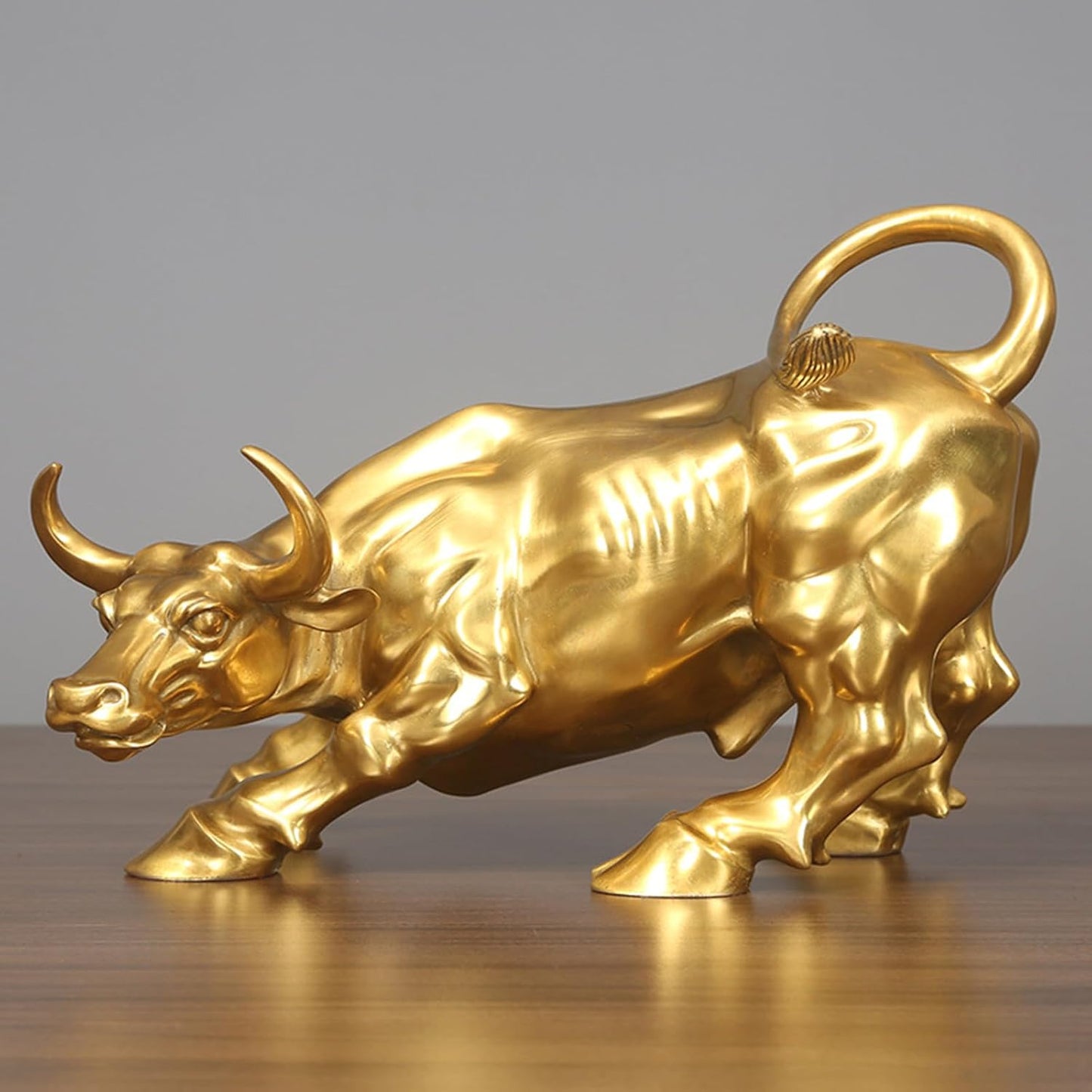 Wall Street Bull Bronze Sculpture - 11" Charging Bull Statue | Heavy Solid Bronze Home Decor and Office Ornament | Brass Cow/Ox Figure
