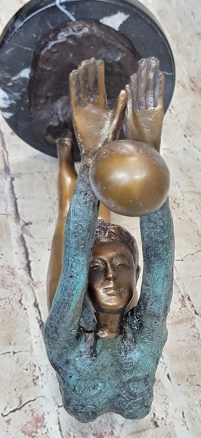 Limited Edition Floor Kid Gymnast Bronze Sculpture ON Marble Base Art Nouveau Artwork Decorative Gift Deal by Classy Finery