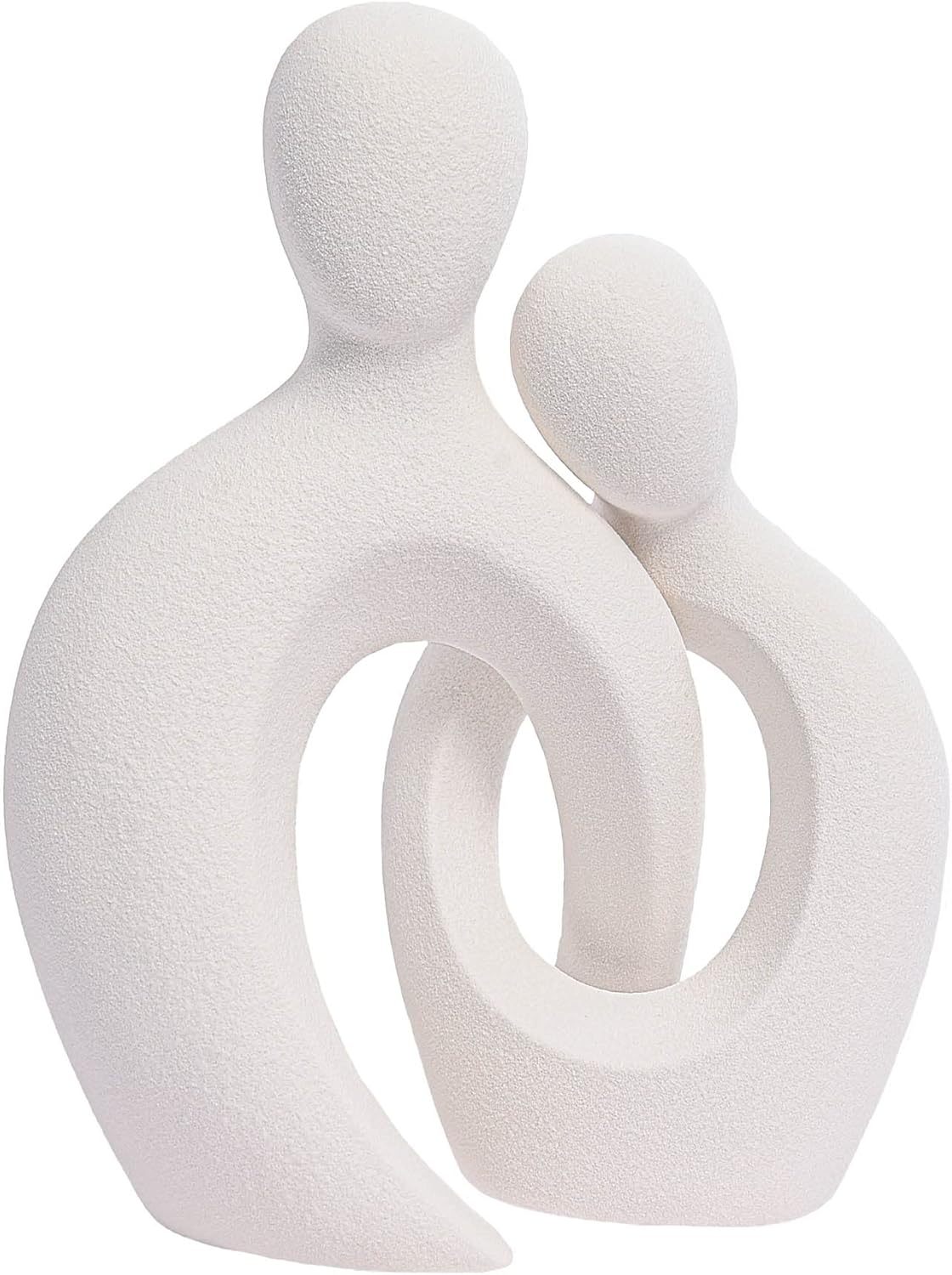 Quoowiit Ceramic Couple Sculptures for Home Decor, Abstract Lover Statue for Shelf, Office, Living Room, Bedroom, Gifts for Anniversary, Valentine's Day, Birthday (White)