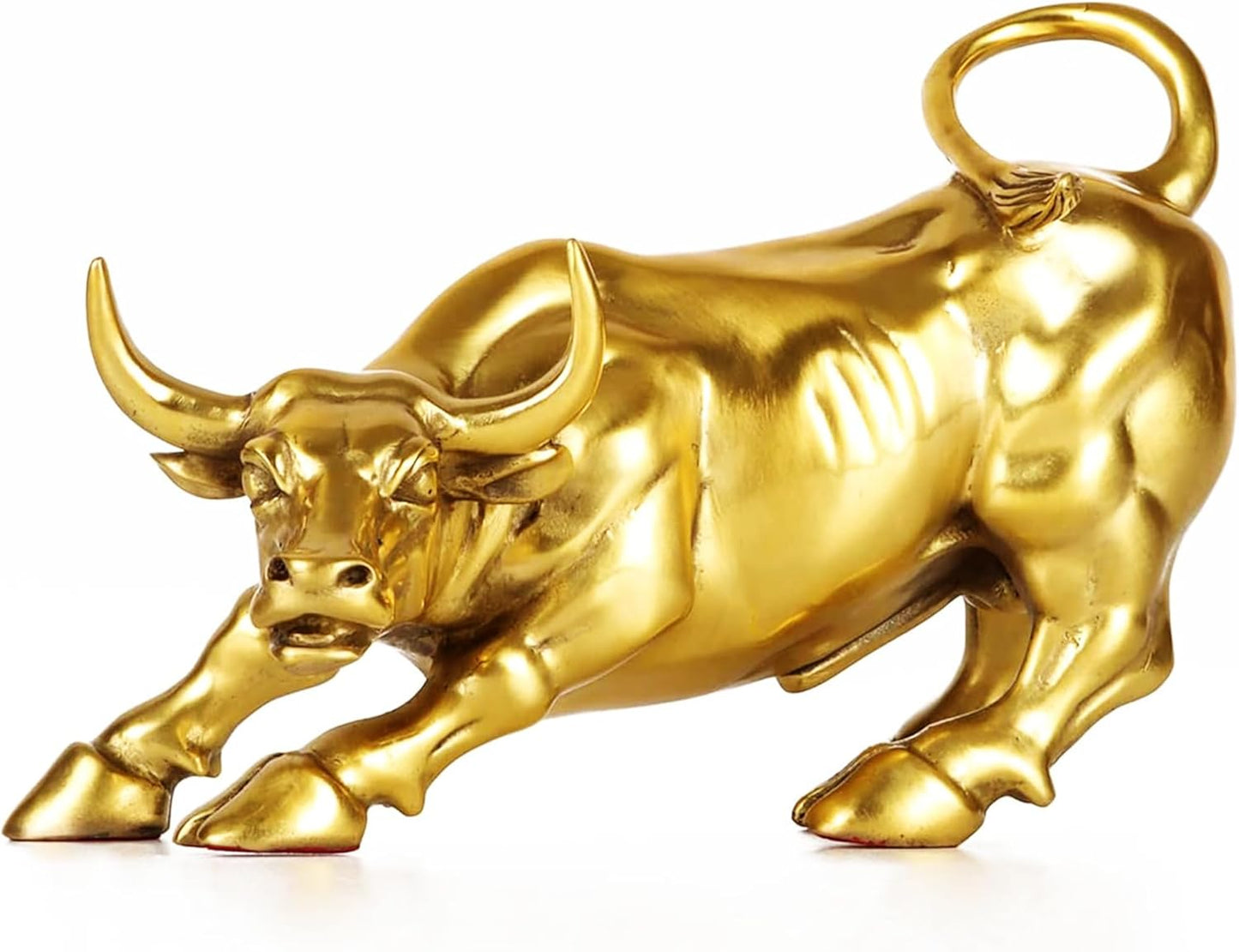 Wall Street Bull Bronze Sculpture - 11" Charging Bull Statue | Heavy Solid Bronze Home Decor and Office Ornament | Brass Cow/Ox Figure