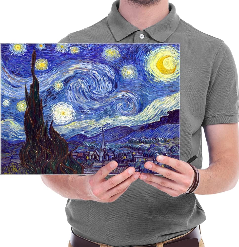 Wieco Art Starry Night Canvas Print of Van Gogh Oil Paintings Reproduction Modern Canvas Print Artwork Abstract Landscape Pictures Printed on Canvas Wall Art for Home Office Decorations