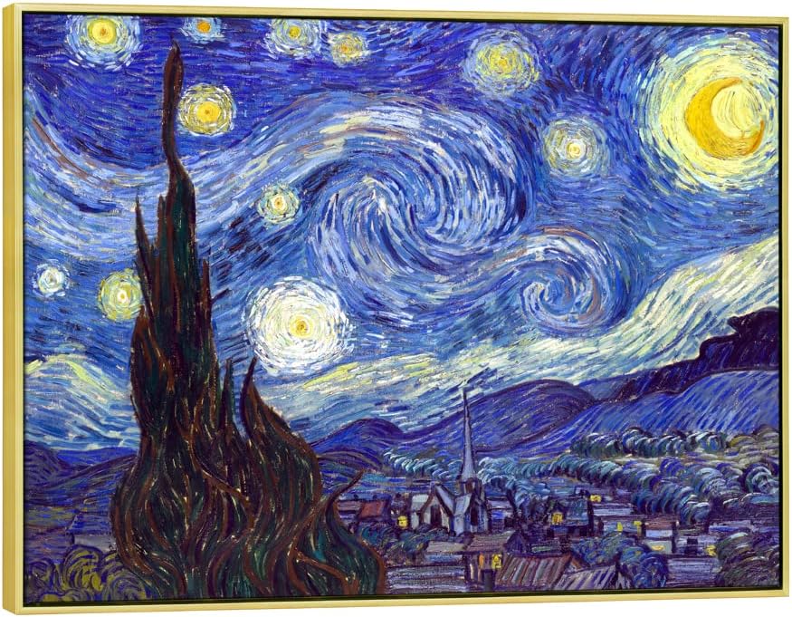 Wieco Art Starry Night Canvas Print of Van Gogh Oil Paintings Reproduction Modern Canvas Print Artwork Abstract Landscape Pictures Printed on Canvas Wall Art for Home Office Decorations