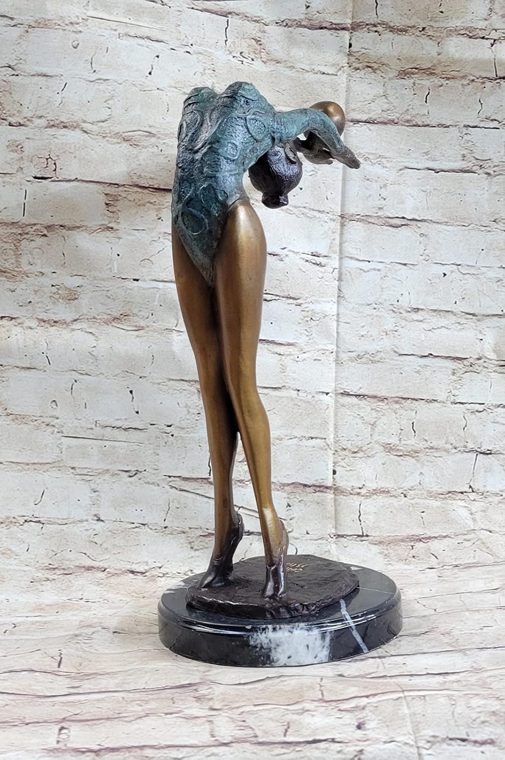 Limited Edition Floor Kid Gymnast Bronze Sculpture ON Marble Base Art Nouveau Artwork Decorative Gift Deal by Classy Finery