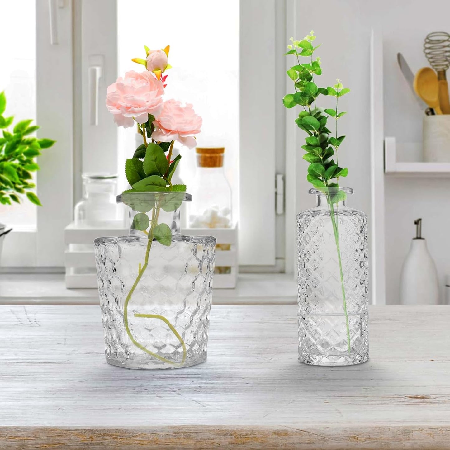 Mini Glass Bud Vases - Set of 6 Small Vases for Flowers, Perfect for Centerpieces,Flower Vases for Centerpieces.