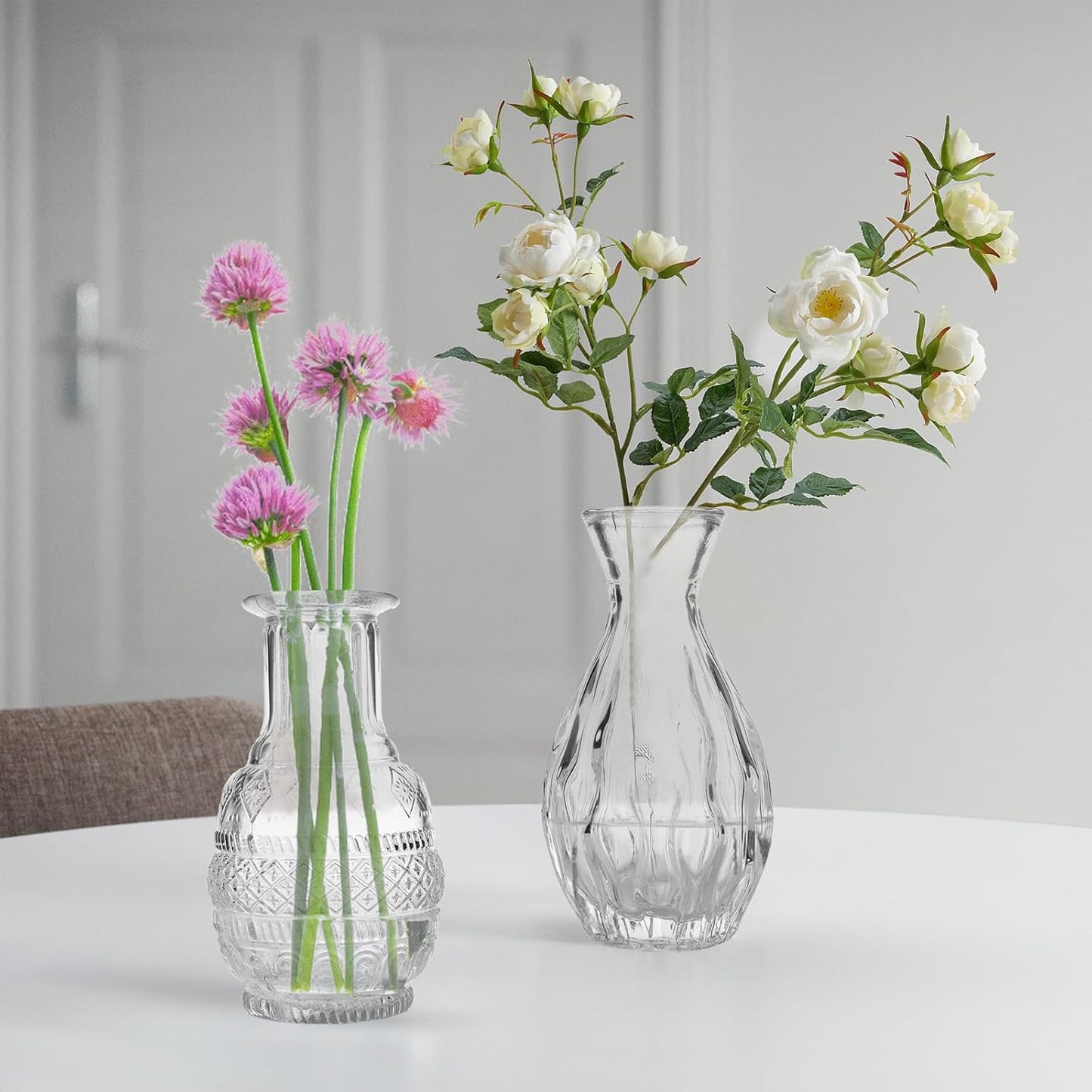 Mini Glass Bud Vases - Set of 6 Small Vases for Flowers, Perfect for Centerpieces,Flower Vases for Centerpieces.