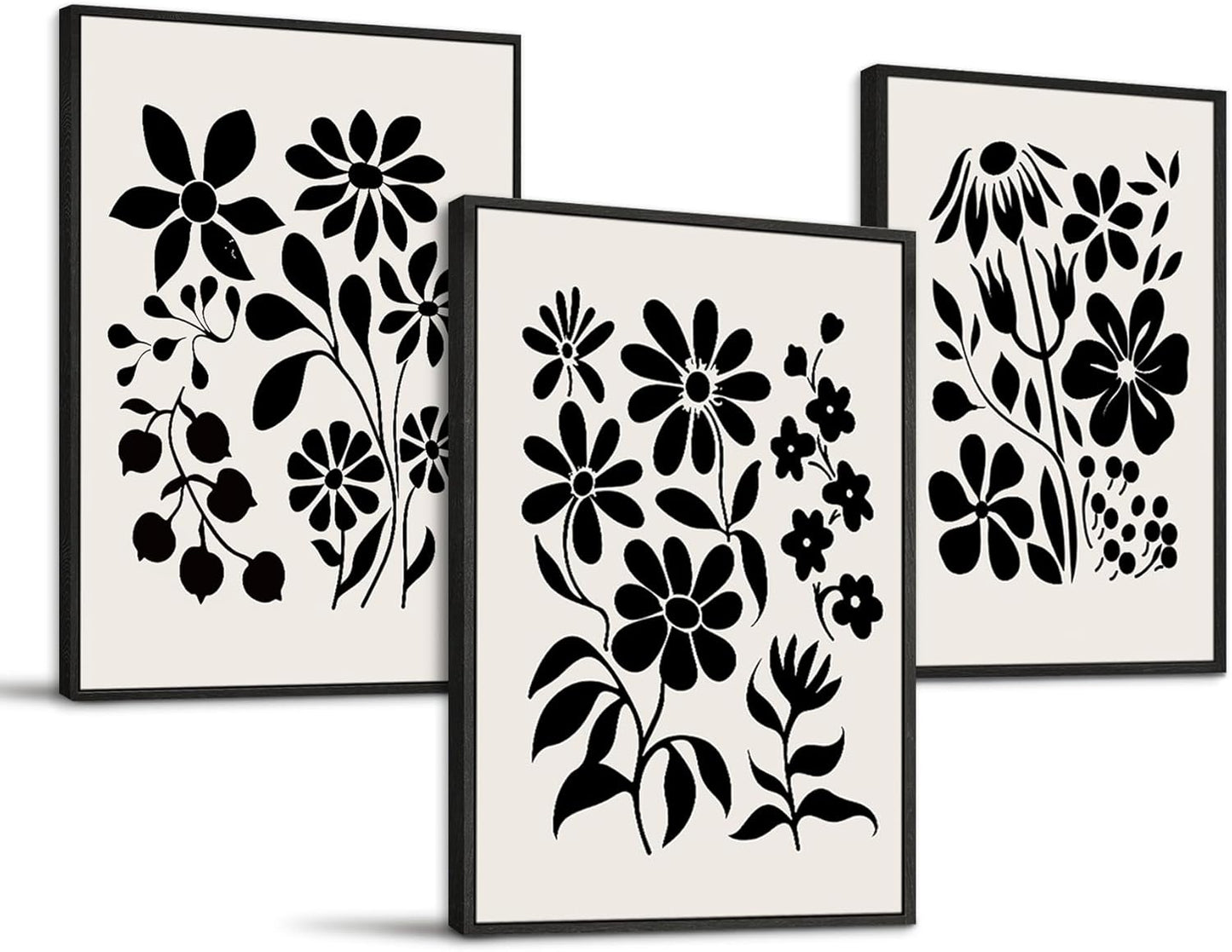 SERIMINO 3 Piece Lotus Flower Canvas Wall Art for Living Room, Blue Floral Picture Wall Decor for Dining Room Bedroom, Art Print Painting for Home Decorations 12"X16"