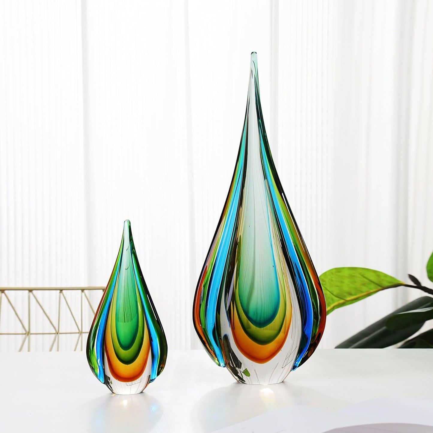 YAOYUAN Handmade Murano Glass Sculpture for Home Decor,18.11in Height (Sculpture Extra Large)